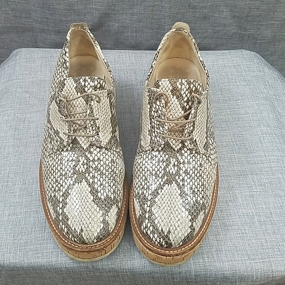 AGL Attilio Giusti Leomruni Oxfords Shoe  Snake Print Leather cork platform 41 - Picture 6 of 14